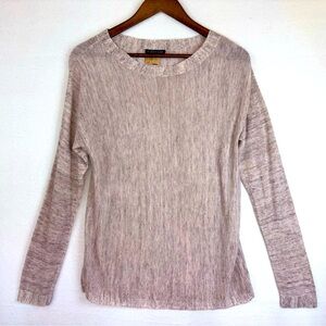 EILEEN FISHER Linen Sweater Scoop Neck Pullover Long‎ Sleeve Oatmeal Knit Small